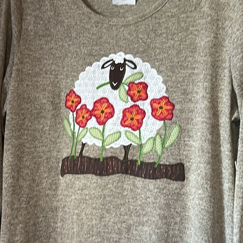 Cactus + Pearl 3/4 Sleeve Sheep‎ Shirt, size Large Brown - Picture 3 of 7